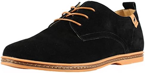 Kingdom Mall Men's Suede Leather Oxfords Shoes,Black,Us 11