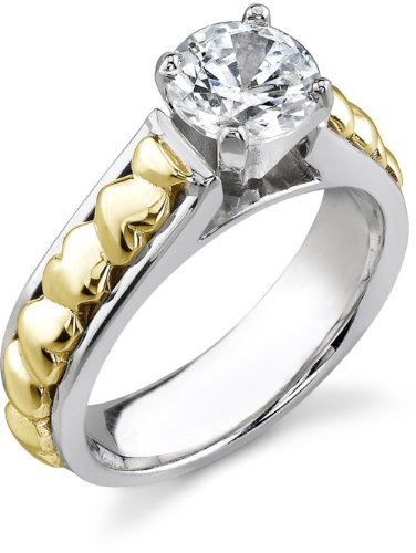 41hM%2B%2B5QrFL Diamond Heart 1/4 Carat Engagement Ring, 14K Two Tone Gold