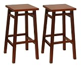 Winsome Wood Assembled 29-Inch Walnut Finish Bar Stools, Set of 2