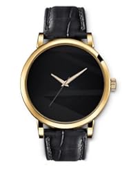 SPRAWL Aanalog Fashion Series Gold Ladies Watches of Genuine Black Leather Strap,Unique Wrist Watch for Women Girls Designed with Road texture in the dark