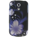 Hard Snap-on Shield RUBBERIZED With BLUE FLOWERS Design Faceplate Cover Sle ....