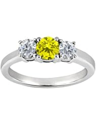 0.79 Ct Round Canary Diamond G/H Diamond 18K White Gold Ring