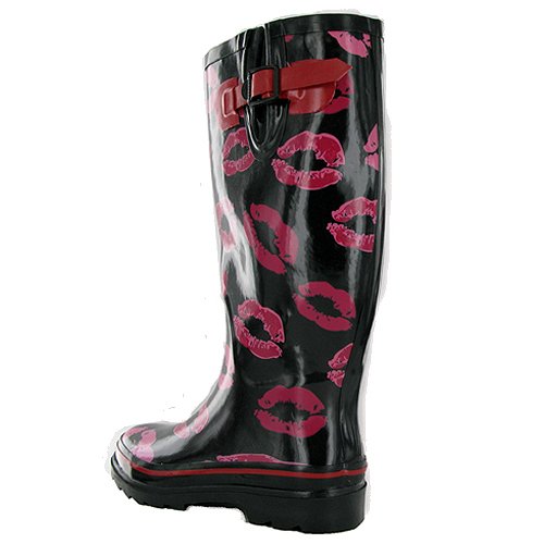 P08 Neu Schwarze Kuss Damen Gummistiefel Gr. 36-41