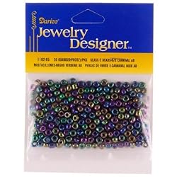 6/0 Glass "E" Beads, Black Carnival AB, 20 Gram Pkg
