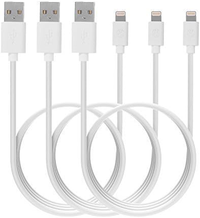 Pack of 3 - Apple MFi Certified 6.5 Feet(2.0 Meters) Lightning to USB Sync and Charge Data Cable Cord Charger for iPhone 6 5 5S 5C 6 Plus , iPad air mini and ipod(White)