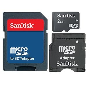 Sandisk 2GB MicroSD Memory Card with Mini SD & SD Adapter (SDSDQ-2048, Retail Package)