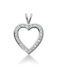 14K Gold Channel set Diamond Heart Pendant (0.48 cttw, F - G Color, SI2 Clarity)