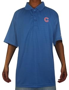 Mens MLB Chicago Cubs Baseball Athletic Short Sleeve Dri Fit Polo Shirt L Blue
