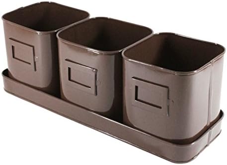 PA Products Co. 3 Planters With Tray (Brown)