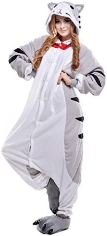 NEWCOSPLAY Unisex Kigurumi Anime Pajamas Costume Adult Animal Cosplay Onesie Dress (L, Cheese Cat)