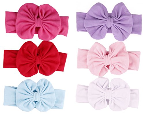 Qandsweet Baby Girl Headbands with Hair Bow (6 Pack)