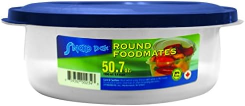 StoreMaxx Foodmates 234 Round Food Storage Container with Clear/Blue Lid (Pack of 12), 50.7 oz., Slate Blue/Opaque