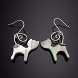 Boucles d'oreilles Fantaisie Nacre Argent Bijoux Femme Fille Cadeau Asie CHAT
