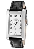 Glycine Rettangolo Men's Black Leather Strap White Dial Swiss Watch 3808-14-LB9