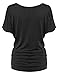 Mirity Womens Short Sleeve Boat Neck Cute Solid Shirring Dolman Drape Tops Color Black Size M