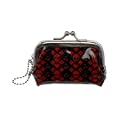 Black & Red Skulls, Hearts & Flowers PVC Coin Purse Measuring 8cm/6cm/3cm (LWD)'
