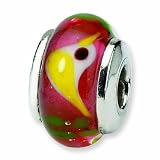 Sterling Silver Reflections Kids Red Bird Hand-blown Glass Bead (3.25mm Diameter Hole)
