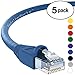 InstallerParts (5 Pack Ethernet Cable CAT6A Cable UTP Booted 2 FT - Blue - Professional Series - 10Gigabit/Sec Network/High Speed Internet Cable, 550MHZ