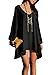Viwenni Sexy Womens V-Neck Loose Irregular Hem Summer Chiffon Short Beach Dress Black Size Small