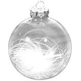 Glas Ball Ornament with white Feather - Elegance for the christmas tree