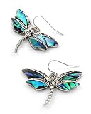 Green Abalone Dragonfly Dangle Earrings Fashion Jewelry