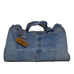 Blue Denim Large Overnight Bag Crafted from Vintage Denim