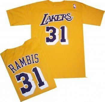 Los Angeles Lakers Kurt Rambis Throwback T Shirt Jersey by Adidas (XL)