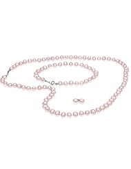 Freshwater Pink Pearl Earring, Necklace 6-7mm (18 inch) and Bracelet Set with Sterling Silver Clasp