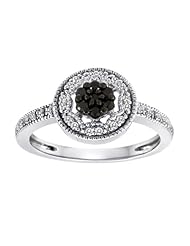10k White Gold Black and White Diamond Ring (1/4 cttw, H-I Color, I1-I2 Clarity)