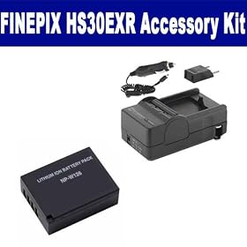 Fujifilm FinePix HS30EXR Digital Camera Accessory Kit includes: ACD403 Battery, SDM-1554 Charger