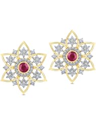 Diamond (0.85 Ct, IJ-SI), 18 Kt Yellow Gold Surya Studded Earrings