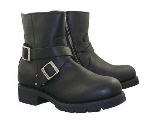 Men's Rampant Motorcycle Black Leather Boot - Size : 13