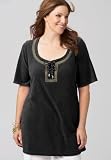 Avenue Plus Size Lace Up French Terry Tunic