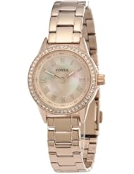 Fossil Slim Rose Gold Stainless Steel With Crystals Womens Watch BQ1100