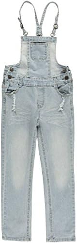 Crystal Vogue Big Girls' "Rip Hips" Overalls - bleach rinse, 10