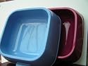 Pair of 8" Square Non-Tip Plastic Dog Bowls