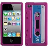 Slabo Silikon Schutzh�lle H�lle Case f�r Apple iPhone 4 - "Retro Kassette | Casette" - PINK | ROSAvon "Slabo"