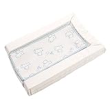 By Carla Large Happy Hippo Changing Mat With Towelling Stain Resistant Liner, White/Blue
