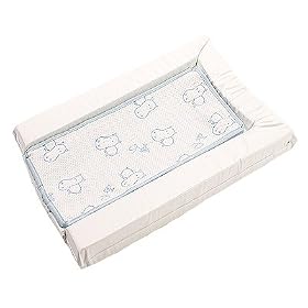 By Carla Large Happy Hippo Changing Mat With Towelling Stain Resistant Liner, White/Blue
