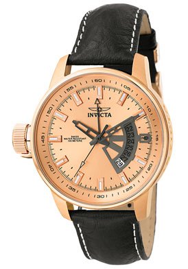 Invicta Men's 6518 Force Collection Lefty 18k Rose Gold-Plated Black Leather Watch