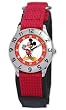 Disney Kids' D001S505 Mickey Mouse Time Teacher Red Velcro Watch