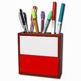 Poland Flag Mahogany Wood Pencil Holder