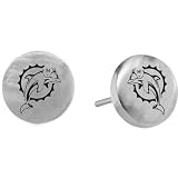 Team Titanium Miami Dolphins Steel Button Logo Earrings