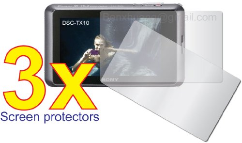 3x Sony CyberShot DSC-TX10 Digital Camera Premium Clear LCD Screen Protector Cover Guard Shield Film Kit, No cutting is required! Perfect fit with satisfaction guaranteed!