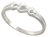 1/4 (3 mm) Sterling Silver High Polished 3-Heart ring