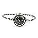 Womens Silver Classic Twisted Band Bracelet Round Wrist Watch Black