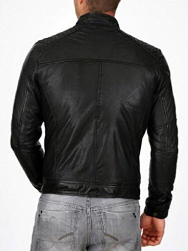 KGN FASHION Leather Jacket Men Biker Motorcycle Jacket Mens Leather Coat MJ071 - XS