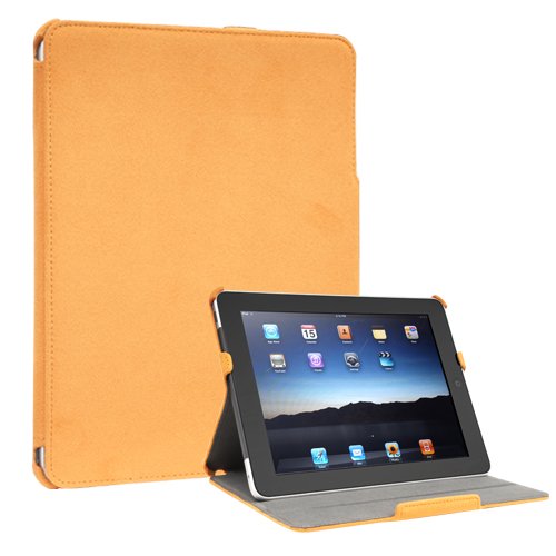 iPad 1 Portfolio Case Microfiber Multi-angle Stand Orange ColorSpill (also available in Navy Blue, Lime Green, Light Blue, Pink)