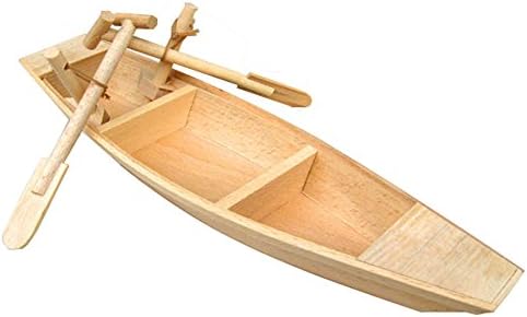 Crazy Chicken Hand-Crafted Wooden Canoe with Paddles, Miniature Replica 11.8-inch