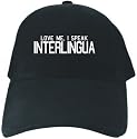 CAPS BLACK EMBROIDERY " LOVE ME , I SPEAK INTERLINGUA "